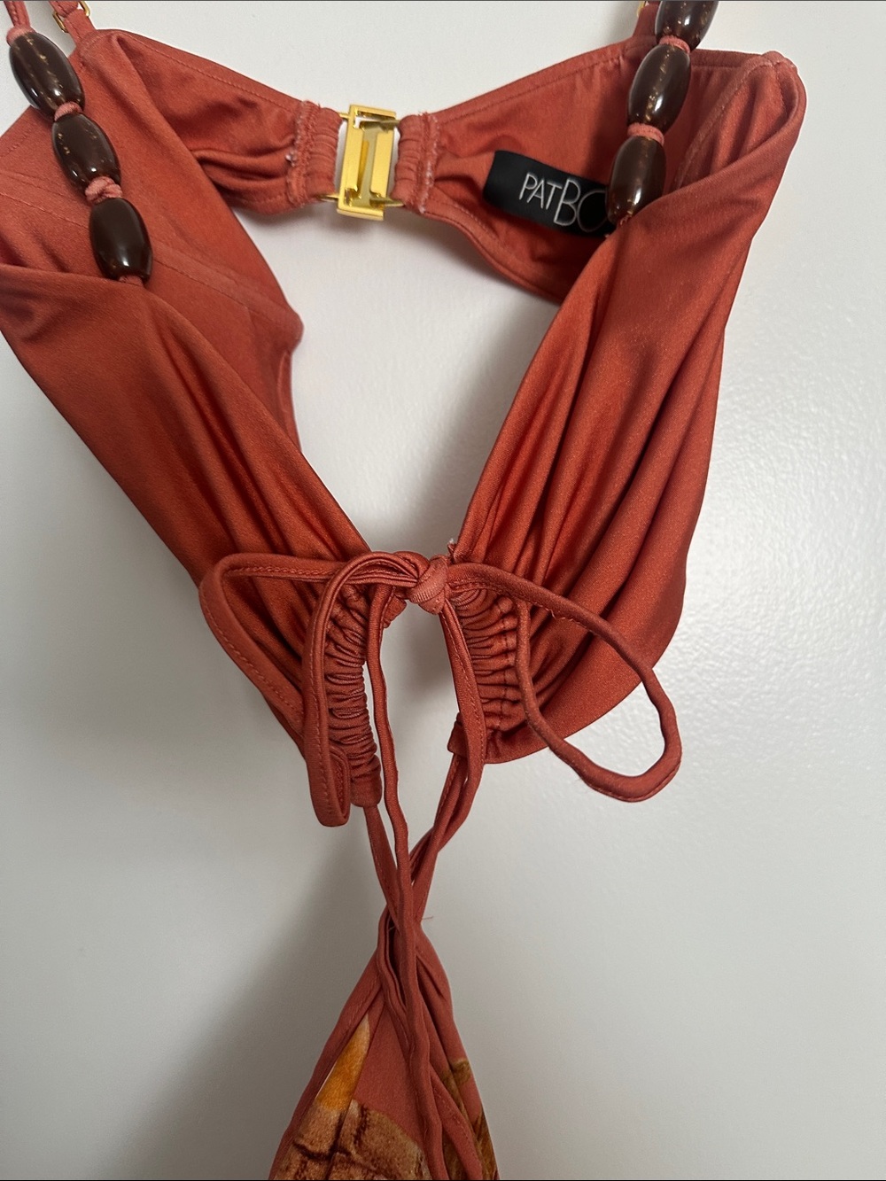 PatBO Rust-Brown Beaded Halter Top - Picture 5 of 8